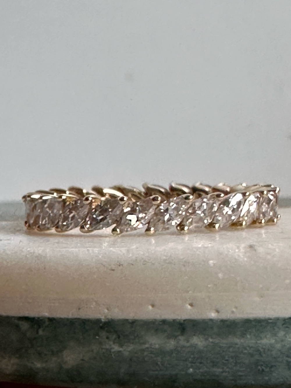 Love Rings Design Eternity Marquise Moissanite Ring 14k solid yellow gold, 8.75